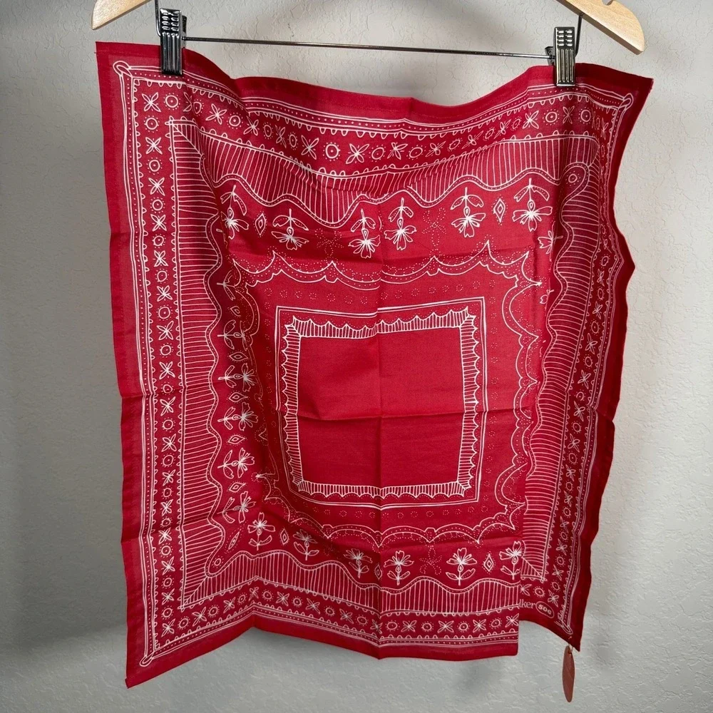 Handker Red White Floral Geometric Square Bandana Scarf Headwrap NEW